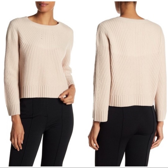 NWT Diane Von Furstenberg Rayne Sweater large merino wool cashmere rose opal - Picture 1 of 7